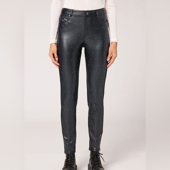 Calzedonia Coated Thermal Skinny Leggings with All Over Studs - Picture 1 of 6